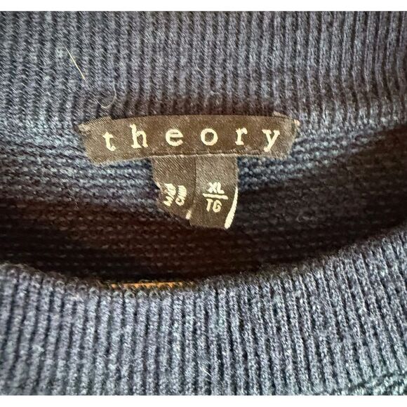 Theory Mens Wool Linen Blend Navy Textured Sweater Size XL Outdoor Preppy - Picture 2 of 5